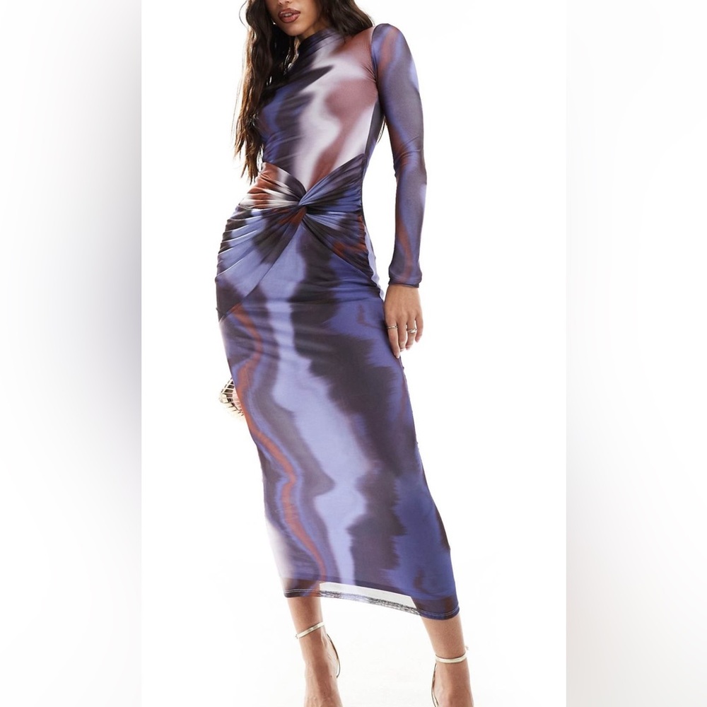 Elegant Multicolor Long Sleeve Dress
